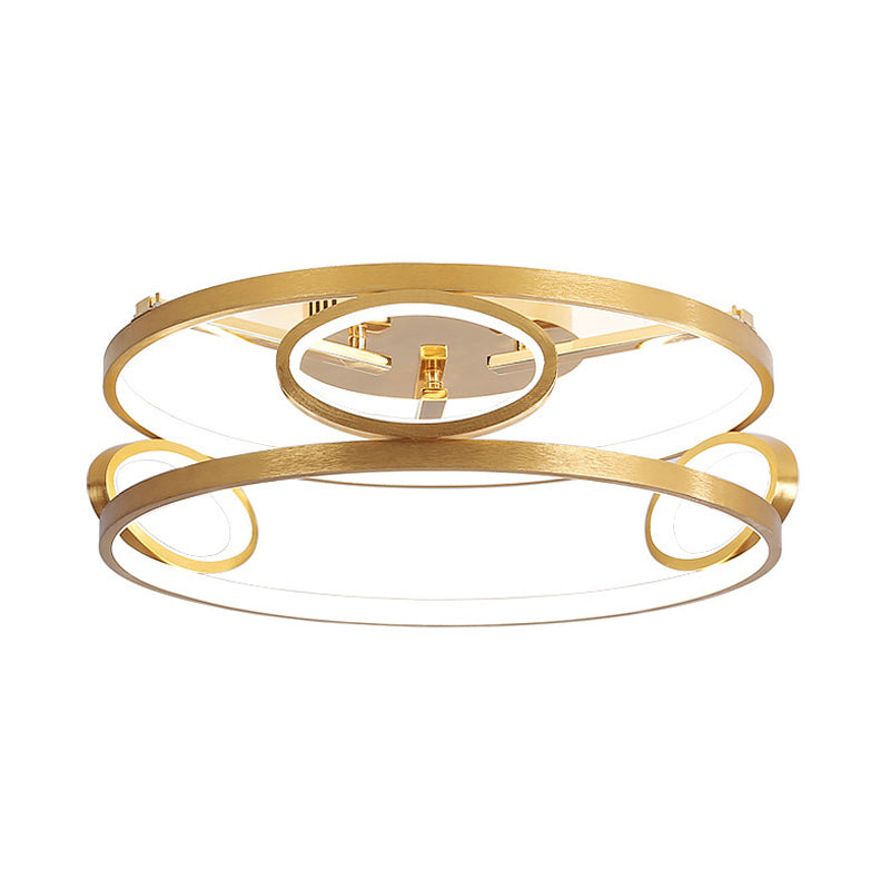 Gold Led Acrylic Ceiling Light Fixture For Living Room Tiered Semi Flush Mount 18’/23.5’ Wide