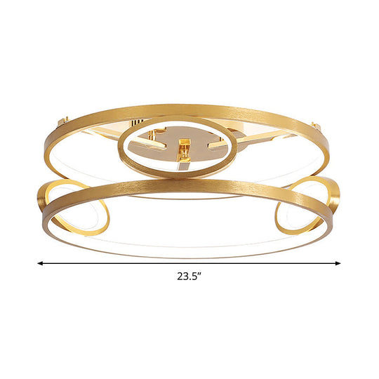 Gold Led Acrylic Ceiling Light Fixture For Living Room Tiered Semi Flush Mount 18’/23.5’ Wide