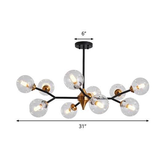 Nordic Bubble Hanging Lamp Kit - Clear/Amber/Smoke Gray Dimpled Glass Chandelier Ideal For Dining