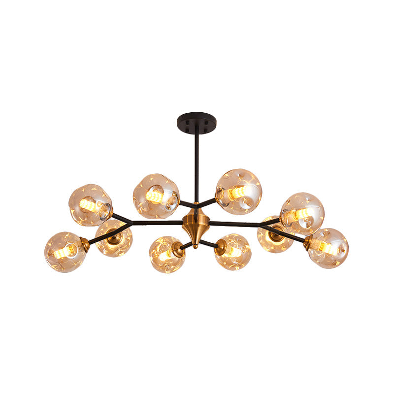 Nordic Bubble Hanging Lamp Kit - Clear/Amber/Smoke Gray Dimpled Glass Chandelier Ideal For Dining