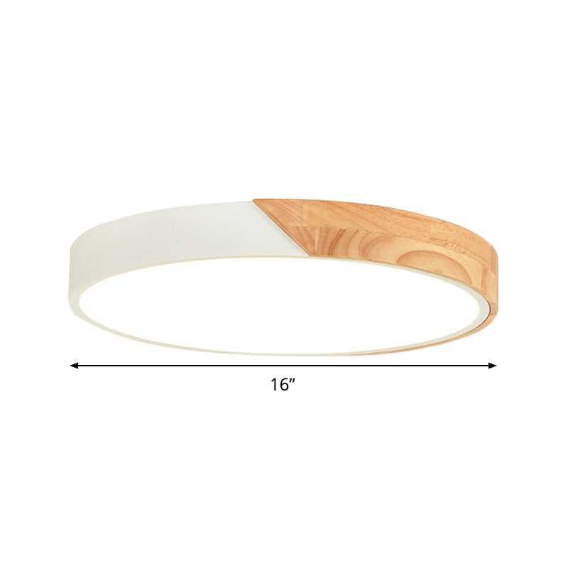 Modern Metal Led Flush Light In Pink/White With Acrylic Diffuser Ceiling Mounted Round Design -