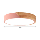 Modern Metal Led Flush Light In Pink/White With Acrylic Diffuser Ceiling Mounted Round Design -