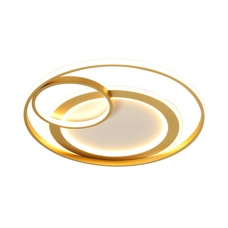 18’/21.5’ Contemporary Acrylic Wide Ring Ceiling Light In Black/Gold - Led Flush Mount Lamp
