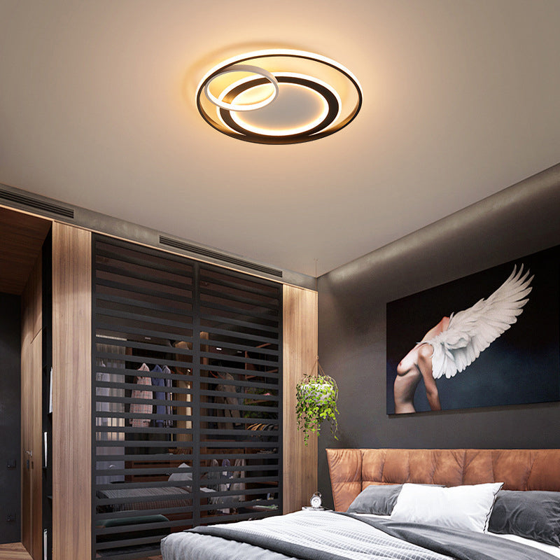 18’/21.5’ Contemporary Acrylic Wide Ring Ceiling Light In Black/Gold - Led Flush Mount Lamp