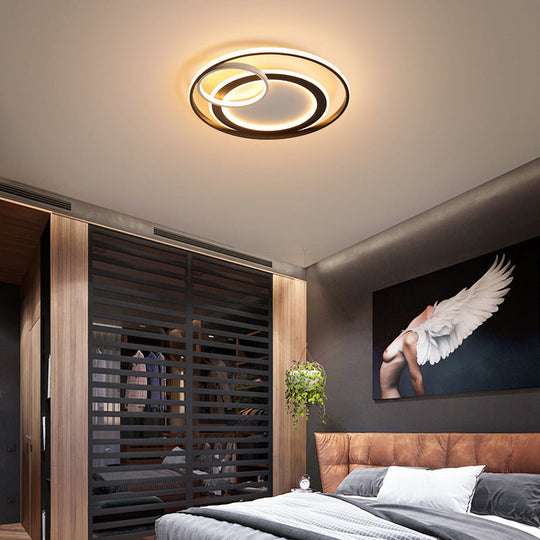 18’/21.5’ Contemporary Acrylic Wide Ring Ceiling Light In Black/Gold - Led Flush Mount Lamp
