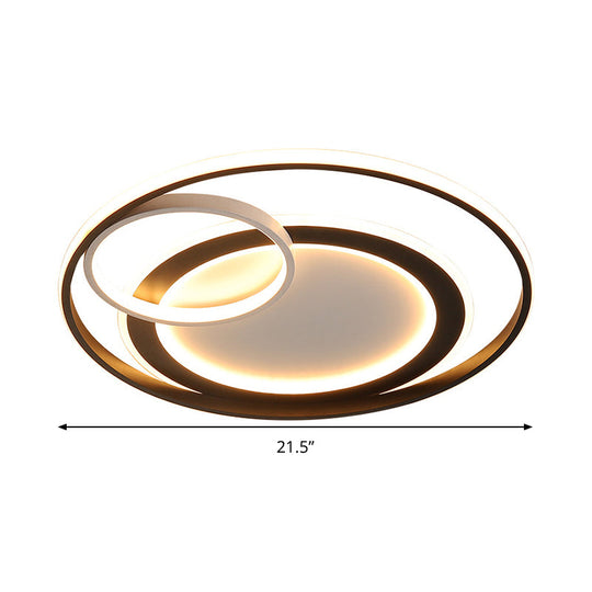 18’/21.5’ Contemporary Acrylic Wide Ring Ceiling Light In Black/Gold - Led Flush Mount Lamp