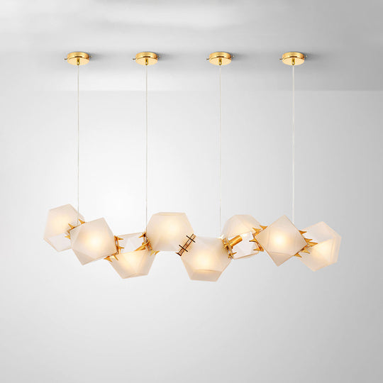 Postmodern Geometric Frosted Glass 6/8/10 Head Gold Hanging Chandelier for a Stylish Lighting Solution