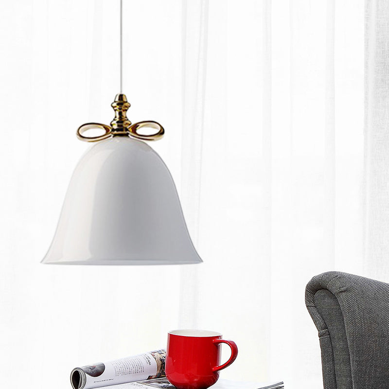 Contemporary Glass Bell Pendant Light - White/Brown/Clear Ideal For Dining Room Ceiling