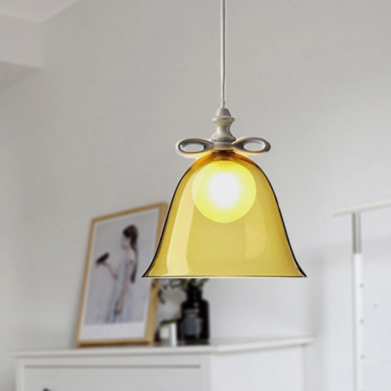 Contemporary Glass Bell Pendant Light - White/Brown/Clear Ideal For Dining Room Ceiling