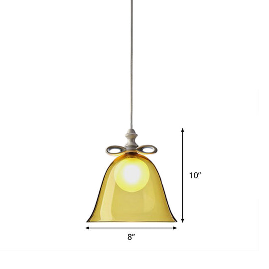 Contemporary Glass Bell Pendant Light - White/Brown/Clear Ideal For Dining Room Ceiling
