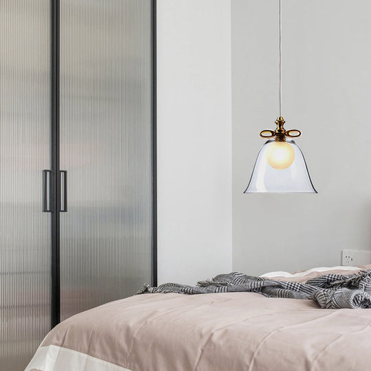 Contemporary Glass Bell Pendant Light - White/Brown/Clear Ideal For Dining Room Ceiling