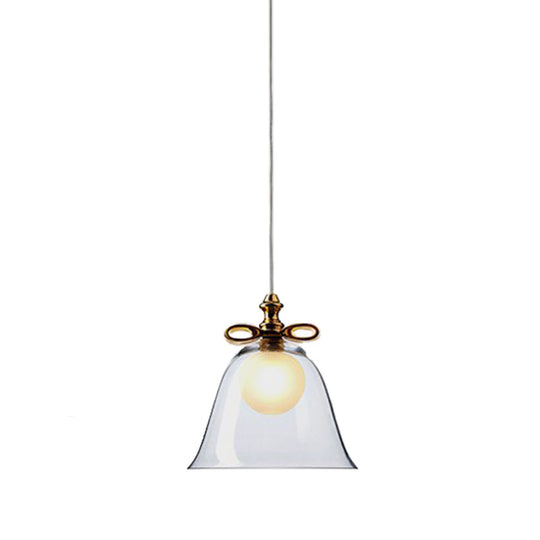 Contemporary Glass Bell Pendant Light - White/Brown/Clear Ideal For Dining Room Ceiling