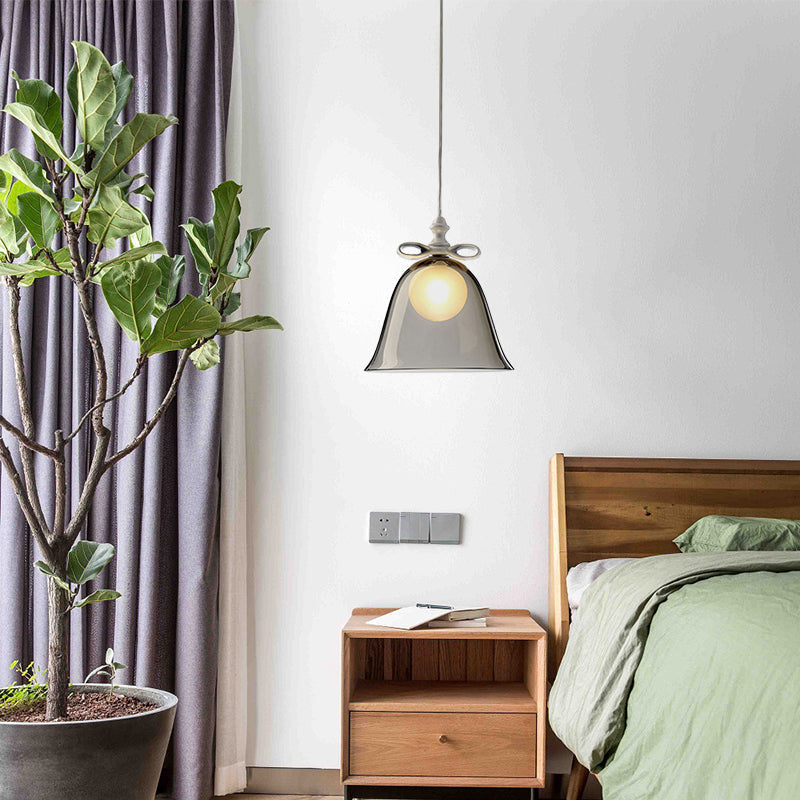 Contemporary Glass Bell Pendant Light - White/Brown/Clear Ideal For Dining Room Ceiling