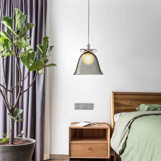 Contemporary Glass Bell Pendant Light - White/Brown/Clear Ideal For Dining Room Ceiling