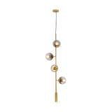 Modern Gold Linear Chandelier With Smoke Gray Glass Shades - 4-Light Hanging Fixture
