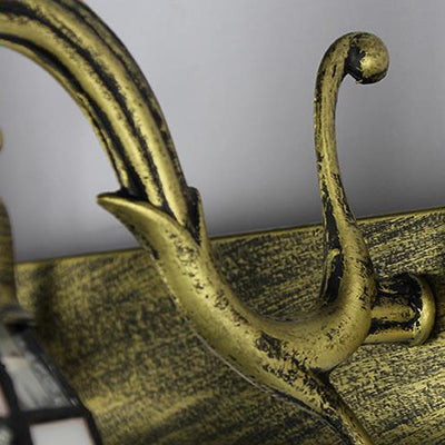 Tiffany Style Dome Stainless Glass Vanity Lamp With 2 Lights For Walls - Brass/Copper/Antique Brass