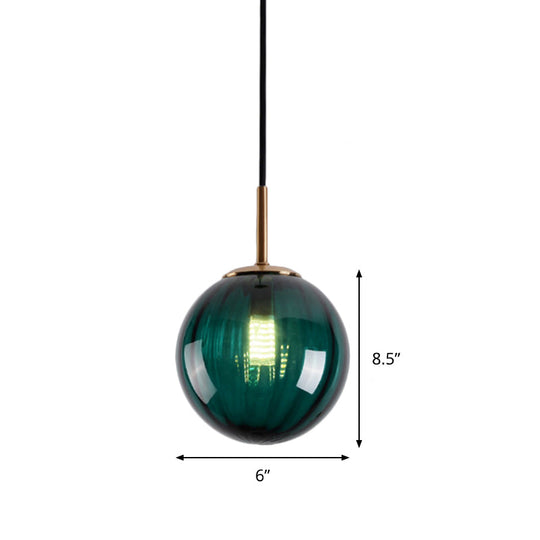 Macaron Amber/Green/Red Glass Bubble Pendant Light - 1 Head Ceiling Lamp For Bedrooms