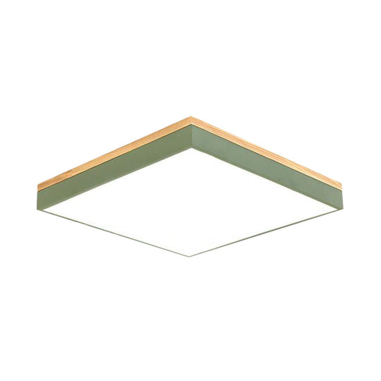 Modern Square Flush Mount Led Green Ceiling Lamp - 12’/16’/19.5’ Wide Acrylic Diffuser