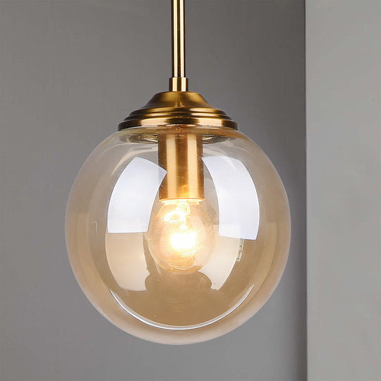 Amber/Clear/Smoke Gray Glass Globe Pendant Light For Contemporary Bedroom