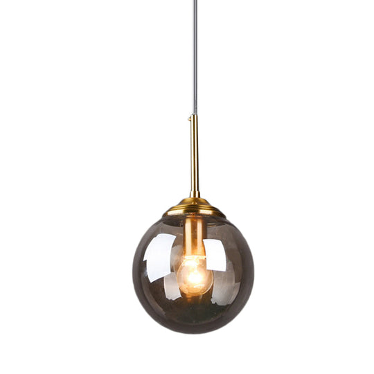 Amber/Clear/Smoke Gray Glass Globe Pendant Light For Contemporary Bedroom