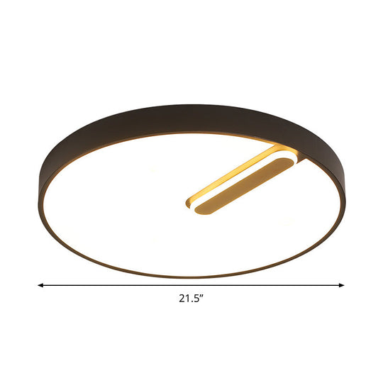 Minimalist Round Ceiling Light With Led & Remote - Black/White Acrylic 18’/21.5’ Wide