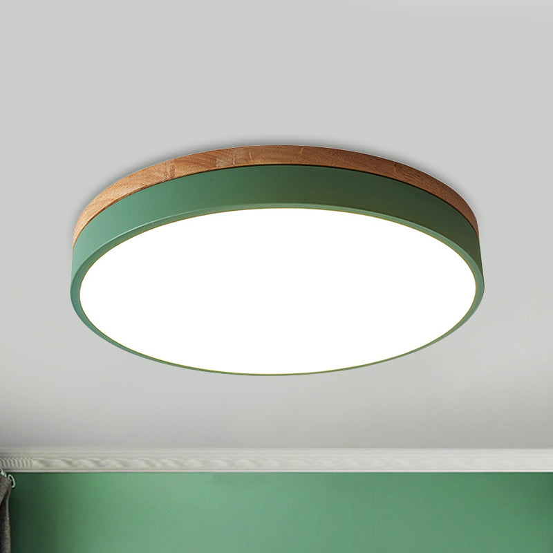 Modern Led Green Flush Mount Ceiling Light With Acrylic Diffuser - Available In 12/16/19.5 Widths /
