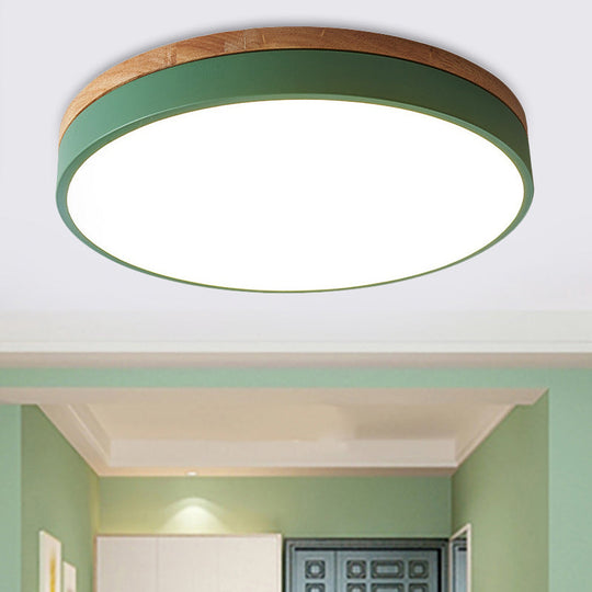 Modern Led Green Flush Mount Ceiling Light With Acrylic Diffuser - Available In 12/16/19.5 Widths
