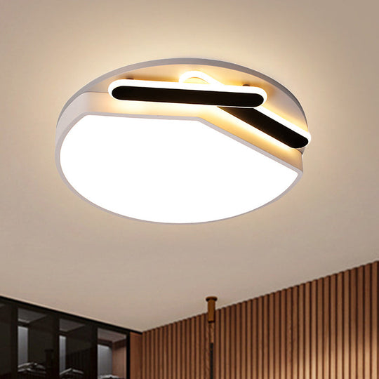 Contemporary Round Metal Ceiling Mounted Fixture: Gold/Black & White Led Light (16.5/20.5) -