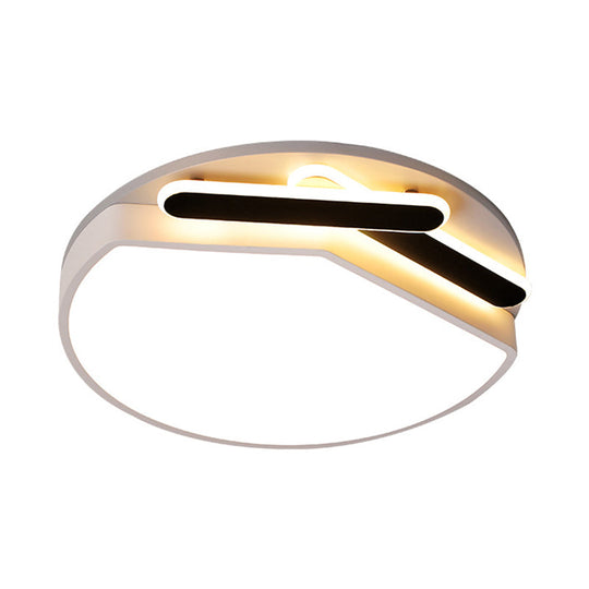 Contemporary Round Metal Ceiling Mounted Fixture: Gold/Black & White Led Light (16.5’/20.5’) -