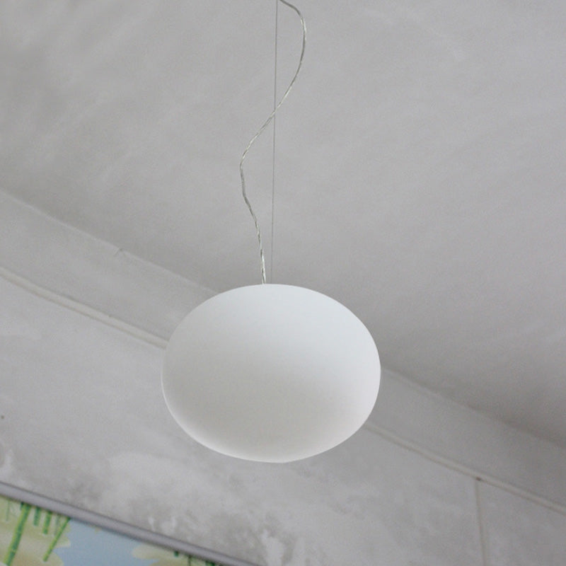 Minimalist White Glass Oval Pendant Lamp - 1 Head 9.5/18 Wide Ideal For Dining Room / 9.5