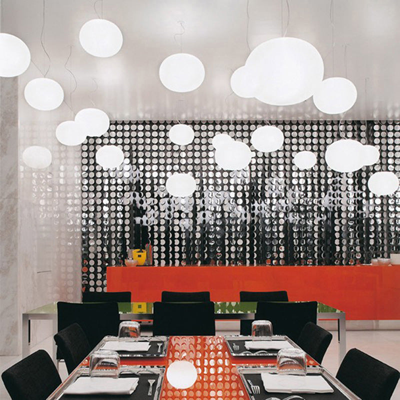 Minimalist White Glass Oval Pendant Lamp - 1 Head 9.5’/18’ Wide Hanging Light For Dining Room