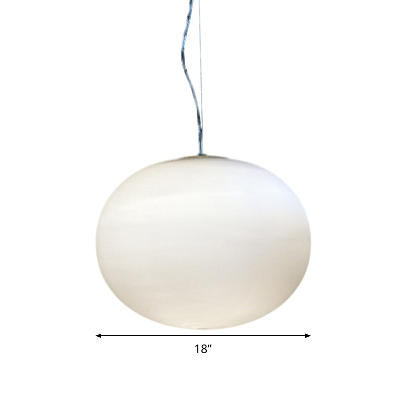 Minimalist White Glass Oval Pendant Lamp - 1 Head 9.5’/18’ Wide Hanging Light For Dining Room