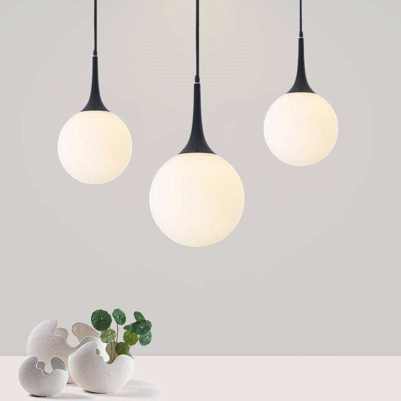 Postmodern 1 Head White Glass Sphere Pendant Light - 6/8/12 Wide Ceiling Hanging Fixture
