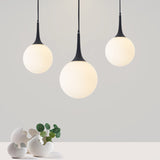 Postmodern 1 Head White Glass Sphere Pendant Light - 6/8/12 Wide Ceiling Hanging Fixture