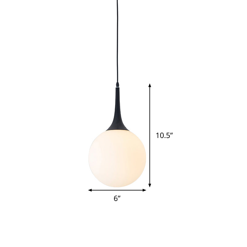 Postmodern 1 Head White Glass Sphere Pendant Light - 6/8/12 Wide Ceiling Hanging Fixture