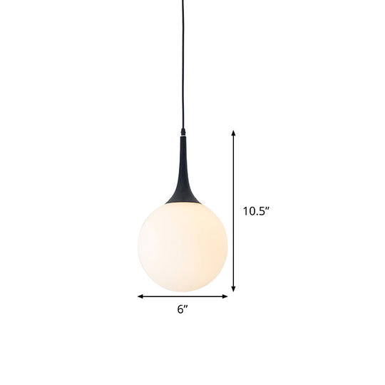 Postmodern 1 Head White Glass Sphere Pendant Light - 6/8/12 Wide Ceiling Hanging Fixture