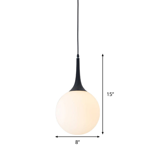 Postmodern 1 Head White Glass Sphere Pendant Light - 6/8/12 Wide Ceiling Hanging Fixture