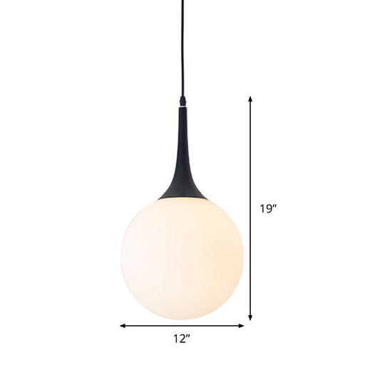 Postmodern 1 Head White Glass Sphere Pendant Light - 6/8/12 Wide Ceiling Hanging Fixture