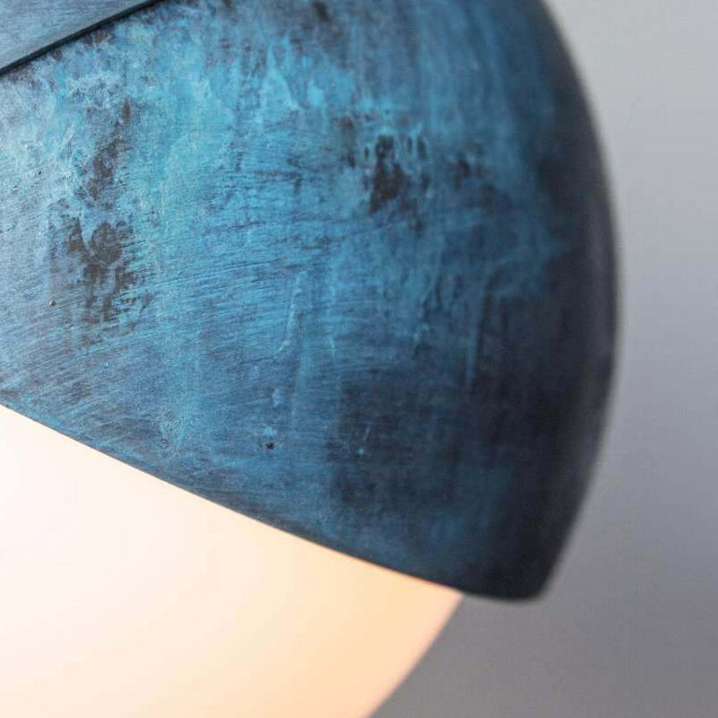 Postmodern Metal Pendant Lamp: Semi Sphere Shade 1 Head Blue Hanging 5.5’/9.5’ Wide