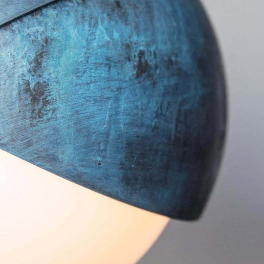 Postmodern Metal 1-Head Blue Hanging Lamp - Semi Sphere Shade Pendant 5.5/9.5 Wide