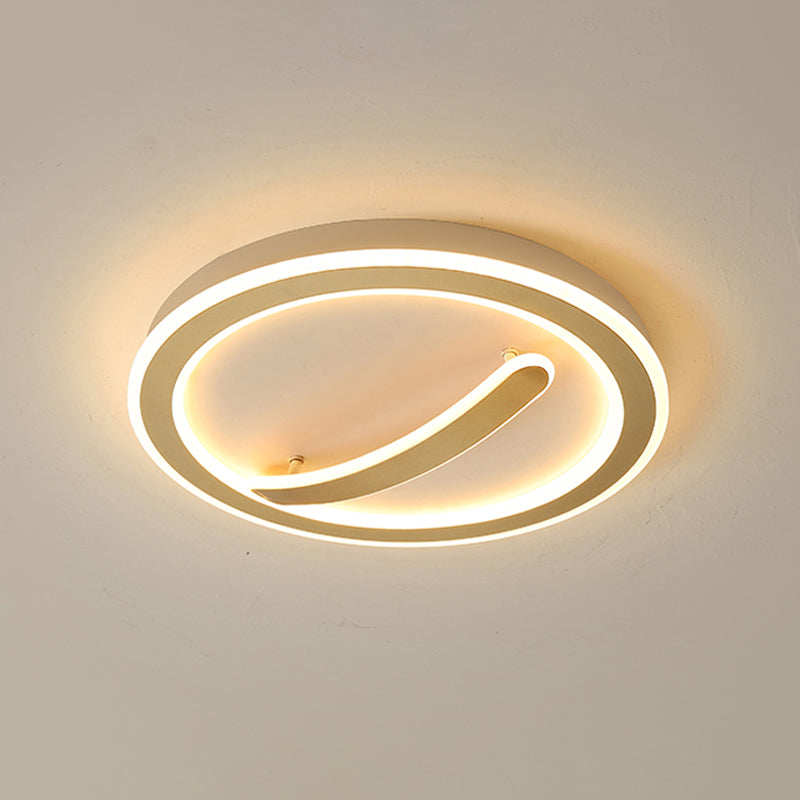 Contemporary Circular Ceiling Mount Light - 18/20.5 Wide Acrylic Gold/Black & White Led Flush