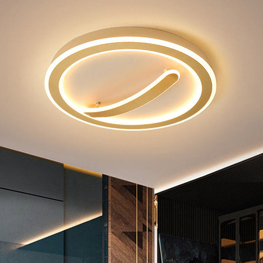 Contemporary Circular Ceiling Mount Light - 18’/20.5’ Wide Acrylic Gold/Black & White Led Flush