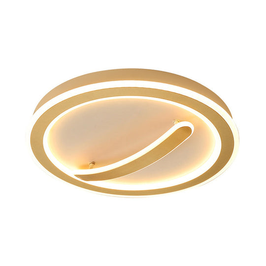 Contemporary Circular Ceiling Mount Light - 18’/20.5’ Wide Acrylic Gold/Black & White Led Flush