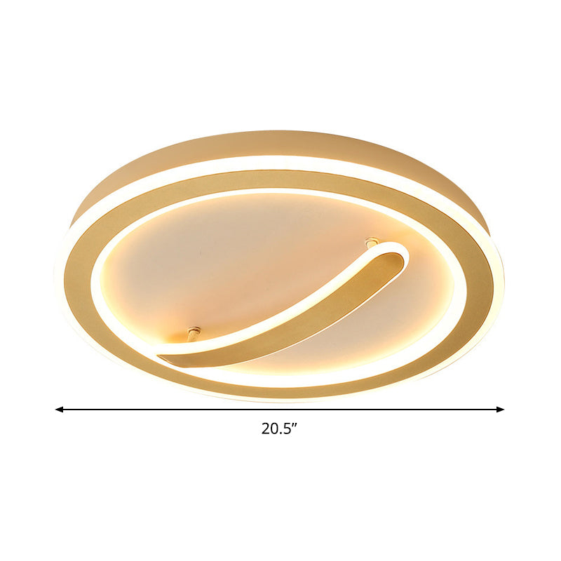 Contemporary Circular Ceiling Mount Light - 18’/20.5’ Wide Acrylic Gold/Black & White Led Flush