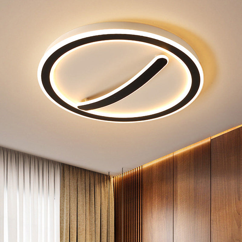 Contemporary Circular Ceiling Mount Light - 18’/20.5’ Wide Acrylic Gold/Black & White Led Flush