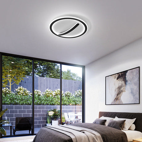 Contemporary Circular Ceiling Mount Light - 18/20.5 Wide Acrylic Gold/Black & White Led Flush