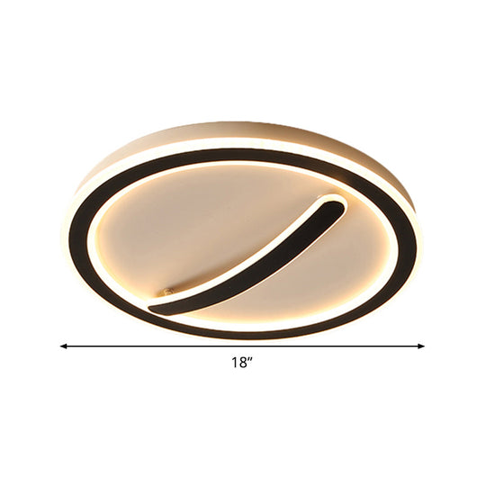 Contemporary Circular Ceiling Mount Light - 18’/20.5’ Wide Acrylic Gold/Black & White Led Flush