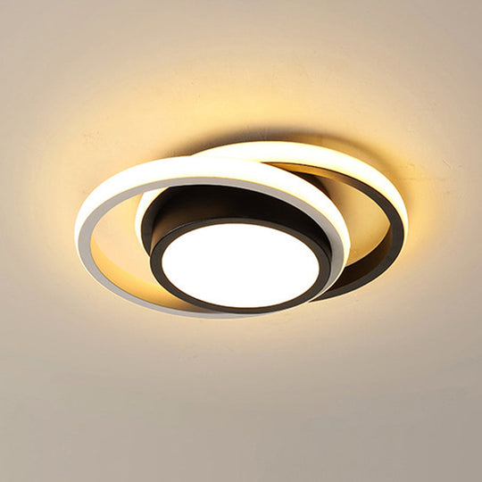 Contemporary Black Metal Led Ceiling Light Fixture - Round/Square Design With Warm/White/3 Color /