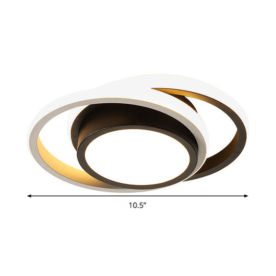 Contemporary Black Metal Led Ceiling Light Fixture - Round/Square Design With Warm/White/3 Color