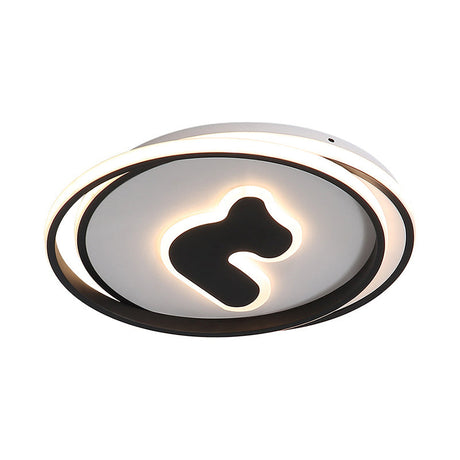 Modern Black Led Flush Mount Ceiling Light Fixture - 16.5/20.5 Wide Circle Acrylic White/Yellow
